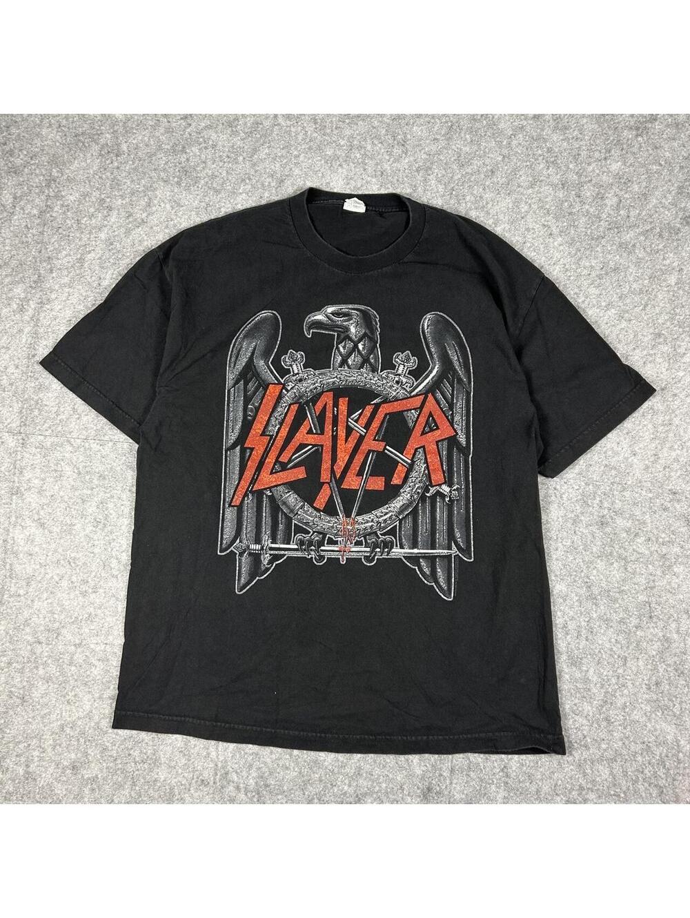 Vintage Slayer Black 2010 Tour Band Tee Back Hit Heavy Metal Size XL